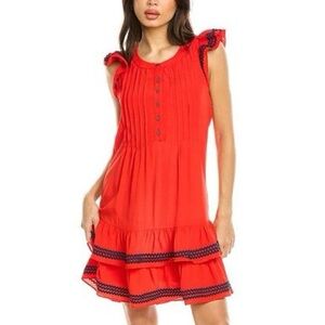 NWT Sail to Sable Red flutter sleeve Rick rack detail dress ❤️